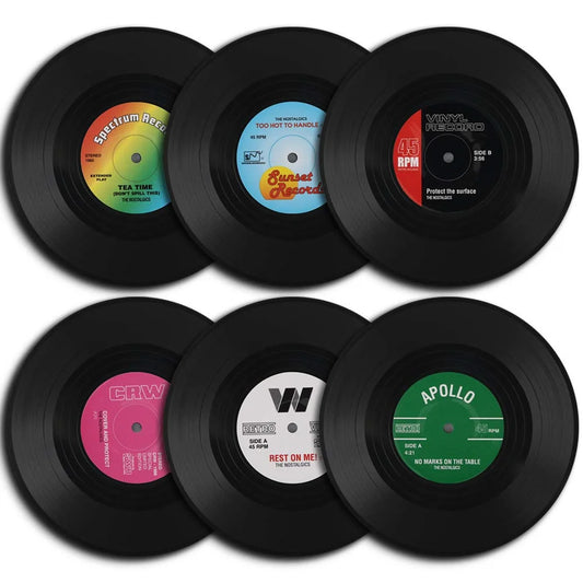 Colorful Retro Vinyl Record Disk Coasters